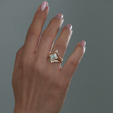 Chevron-Set Baguette & Carré Diamond Wedding Band