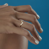Chevron-Set Baguette & Carré Diamond Wedding Band