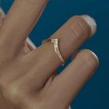 Chevron-Set Baguette & Carré Diamond Wedding Band