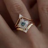 Chevron-Set Baguette & Carré Diamond Wedding Band