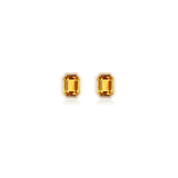 Manhattan Emerald-Cut Citrine Bezel Set Stud Earrings