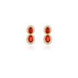 Orange Sapphire Diamond Halo Detachable Earrings
