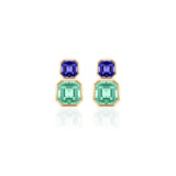 Emerald-Cut Emerald & Tanzanite Earrings
