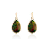 Pear-Shaped Black Opal Bezel Set Drop Earrings