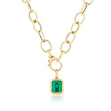 Large Manhattan Emerald-Cut Emerald Paperclip Necklace