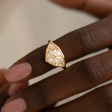 Interstellar Triangle Cut Diamond Dome Engagement Ring