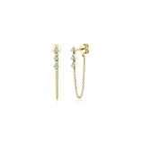 Three Diamond Drop Chain Earrings