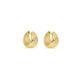 Puffy Tapered Pear Diamond Huggie Earrings