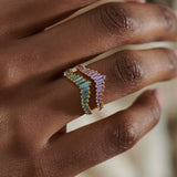 Lilac Sapphire Baguette Curved Tiara Ring