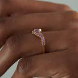 Lilac Sapphire Baguette Curved Tiara Ring