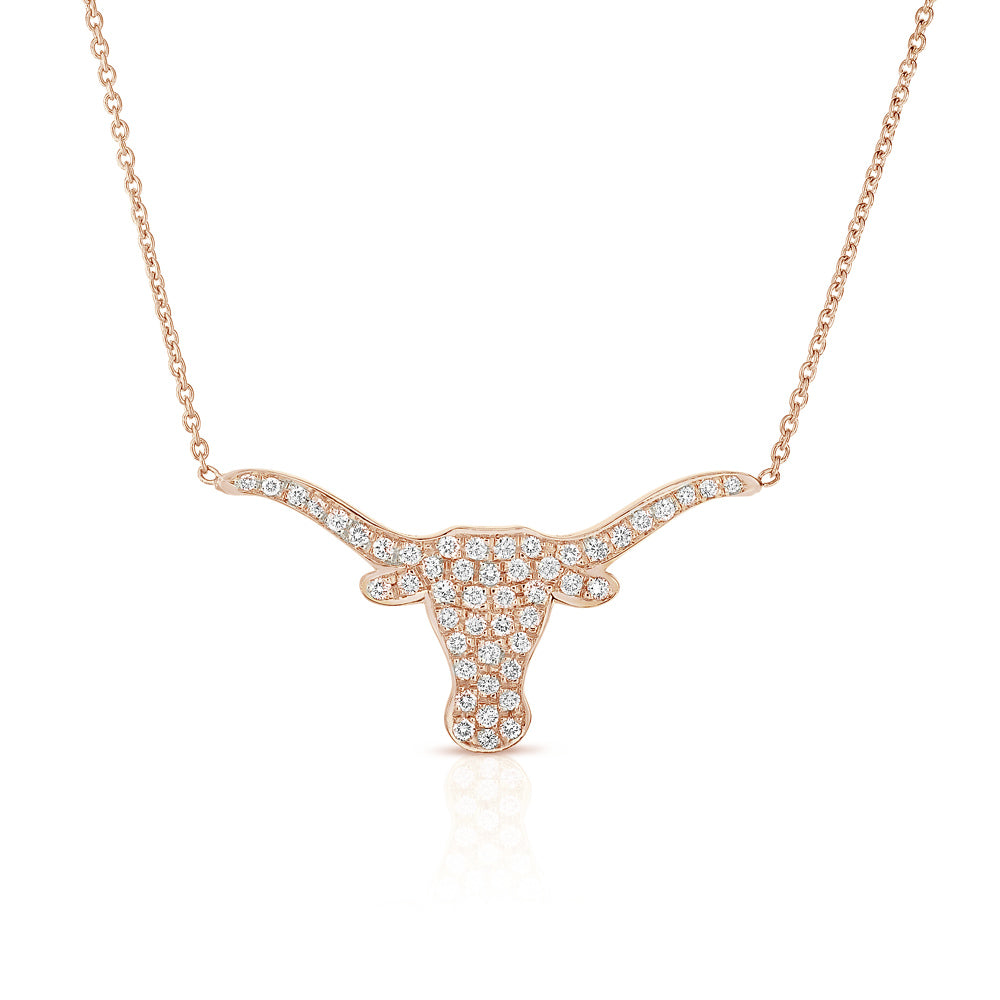 Large Pave Diamond Longhorn Necklace