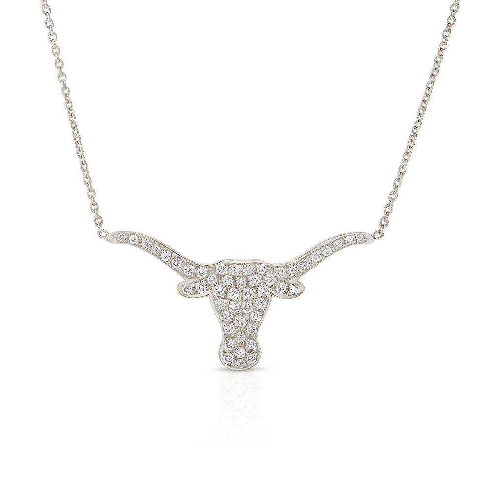 Large Pave Diamond Longhorn Necklace