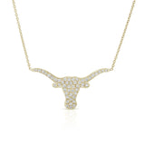 Large Pave Diamond Longhorn Necklace