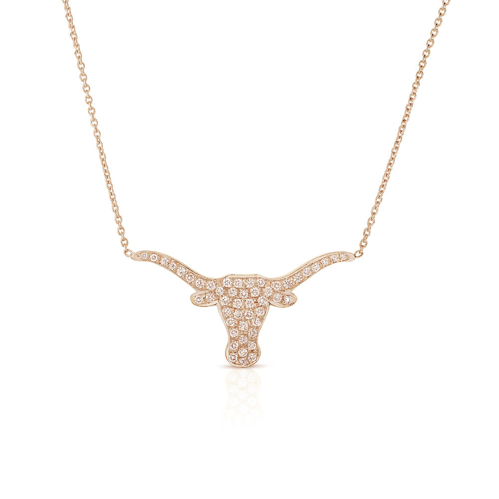 Medium Pave Diamond Longhorn Necklace