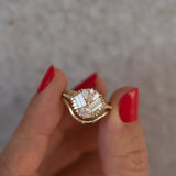 Mirrored Diamond Cluster Engagement Ring