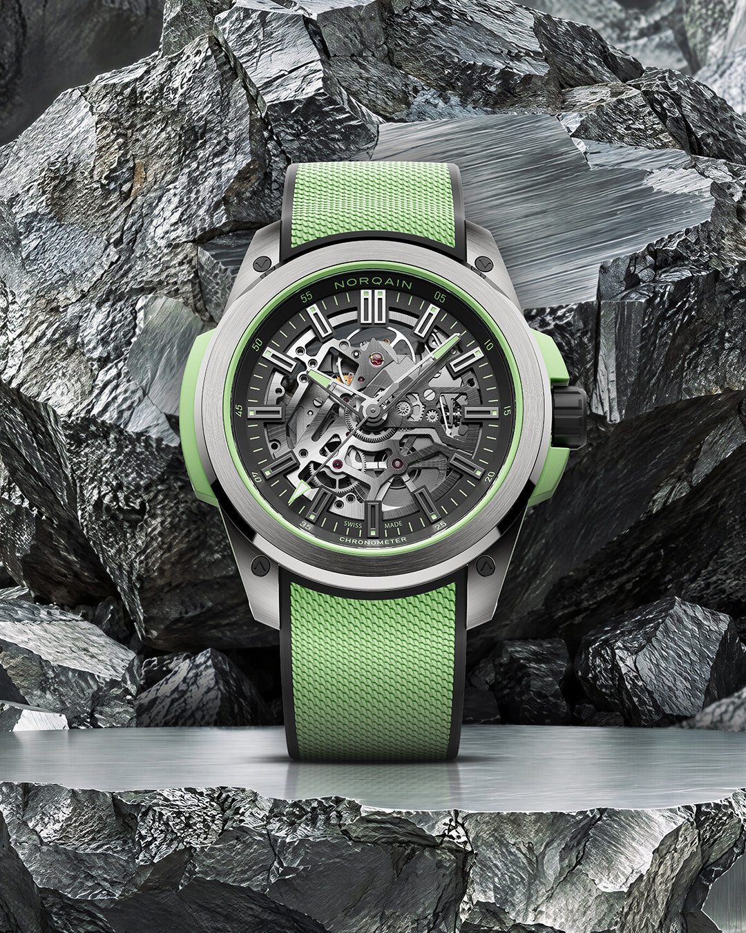 NORQAIN Wild ONE Skeleton 42mm Titanium Mint N300026T01B01R02
