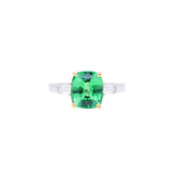 Cushion-Cut Tsavorite Ring with Tapered Baguette Diamonds