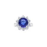 Platinum Vivid Blue Sapphire and Diamond Ring