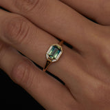 Parti Sapphire & Trapezoid Diamond Engagement Ring