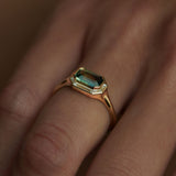Parti Sapphire & Trapezoid Diamond Engagement Ring
