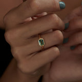 Parti Sapphire & Trapezoid Diamond Engagement Ring