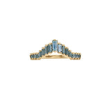 Teal Sapphire Baguette Curved Tiara Ring