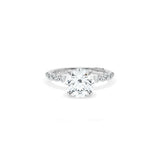 Sculpted Crescent Solitaire Engagement Ring with Round Diamond Band
