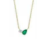 Emerald & Diamond Toi et Moi Necklace