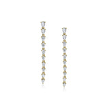 Pear Diamond Line Drop Earrings