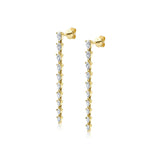 Pear Diamond Line Drop Earrings