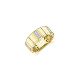 Wide Fluted Pavé Diamond Ring