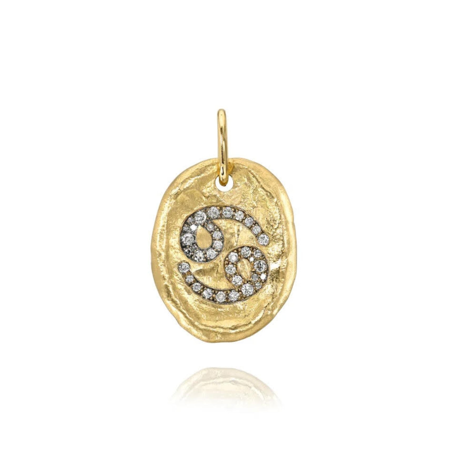 Hammered Oval Zodiac Charm