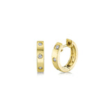 Flush Set Diamond Huggie Hoop Earrings