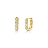 Pavé Diamond Rectangular Huggie Hoop Earrings
