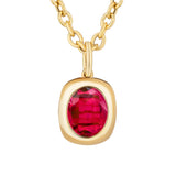 Oval Rubellite Bezel Set Pendant Necklace
