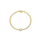 Heart Diamond & Champagne Emerald Cut Diamond Tennis Bracelet