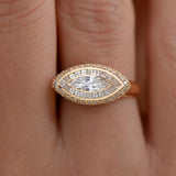 Navette Diamond Halo Ring