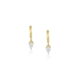 Pear Diamond Drop Huggie Earrings