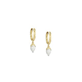 Pear Diamond Drop Huggie Earrings