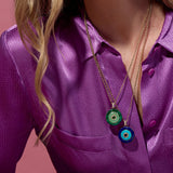 Evolve Stone Inlay Disk Pendant Necklace