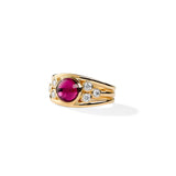 Round Rubellite Diamond Trio Ring