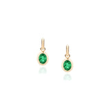 Oval Emerald Small Dangle Hoop Earrings
