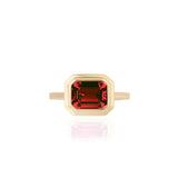 Manhattan Emerald-Cut Garnet Bezel Set Ring