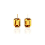 Manhattan Emerald-Cut Citrine Bezel Set Earrings