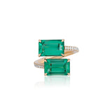 Emerald & Diamond Bypass Ring