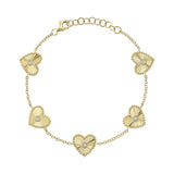 Fluted Diamond Bezel Heart Bracelet