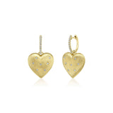 Scattered Diamond Satin Heart Drop Huggies