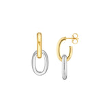 Two-Tone Oval Dangle Hoop Earrings