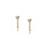 Diamond Heart Dangle Chain Earrings