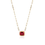 Manhattan Emerald-Cut Garnet Paperclip Necklace